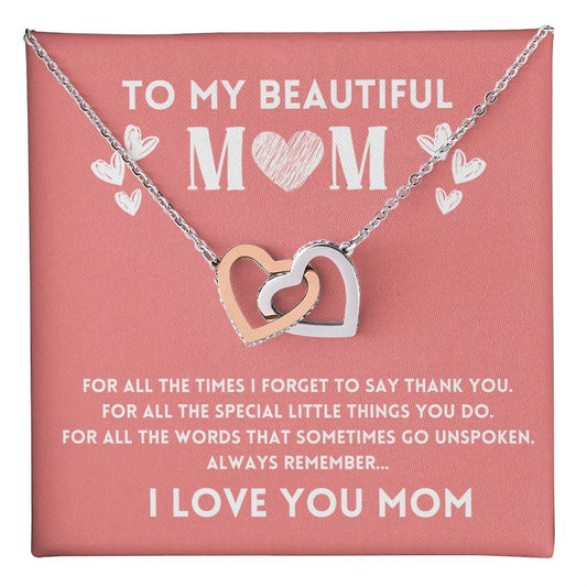Mom Necklace Gift from Daughter with Love Message