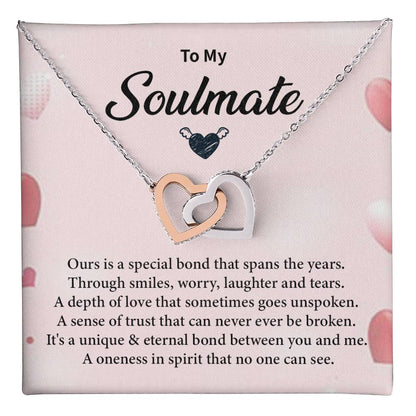 Romantic Soulmate Necklace for Her with Message Card