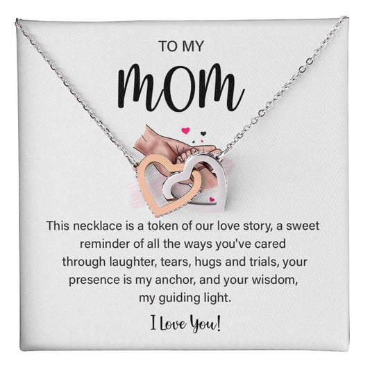 Mom Necklace with Heart Pendant and Loving Note