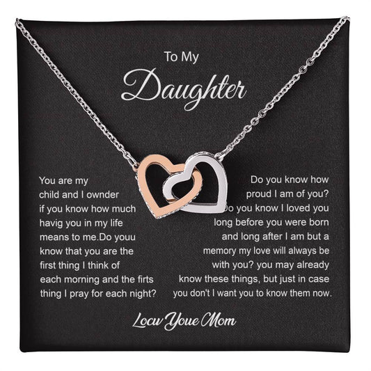 To My Daughter Necklace with Love and Prayer Card