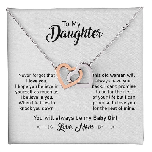 To My Daughter Necklace Gift from Mom with Sweet Note