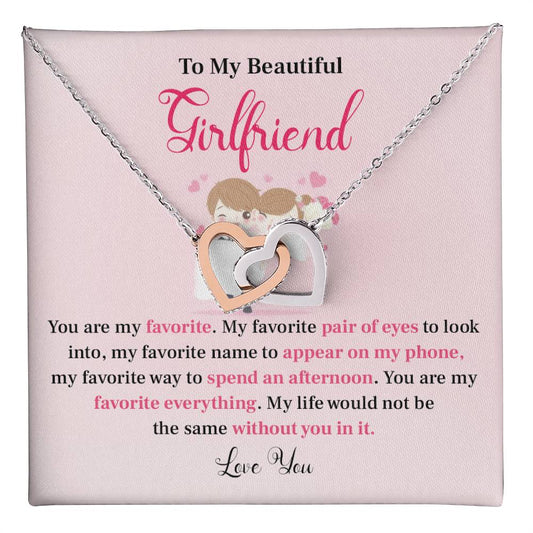 To My Beautiful Girlfriend - Heart Necklace with Message Card