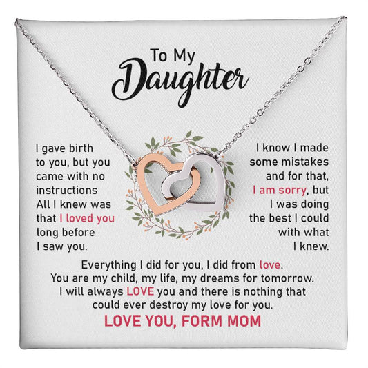 Daughter Necklace from Mom with Loving Apology Card