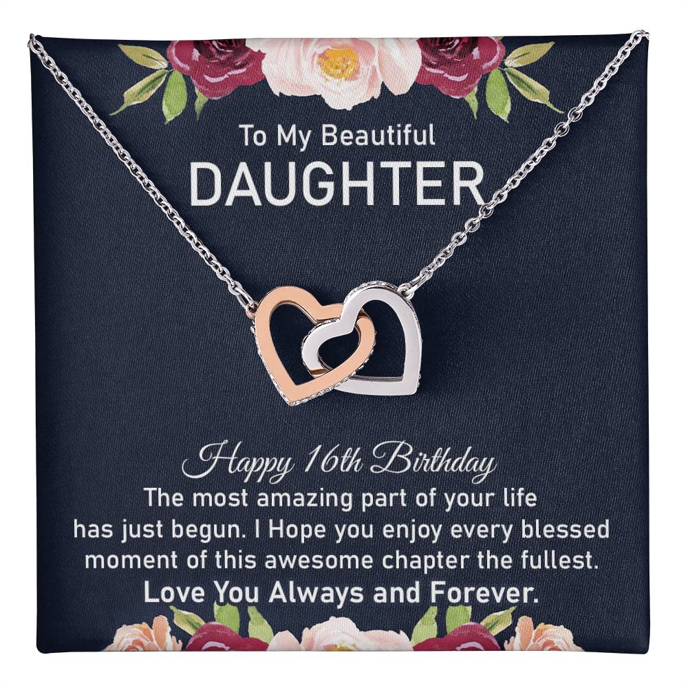 16th Birthday Necklace for Daughter With Message card