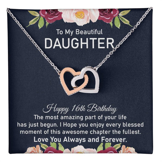 16th Birthday Necklace for Daughter With Message card