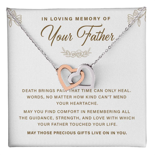 Memorial Necklace Gift for Loss of Father with Message Card