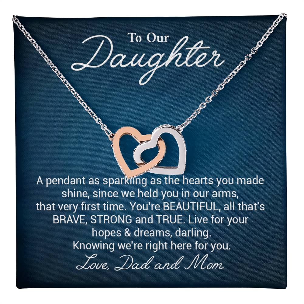 To Our Beautiful Daughter Daughter Pendant Gift From Dad And Mom Brave And Strong Daughter Necklace Beautiful Daughter Necklace True Daughter Necklace Sentimental Daughter Necklace Meaningful Jewelry For Daughter