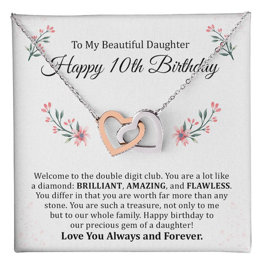 10th Birthday Necklace for Daughter with Message Card