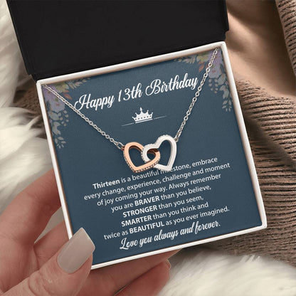 13th Birthday Necklace Gift With Inspirational Card