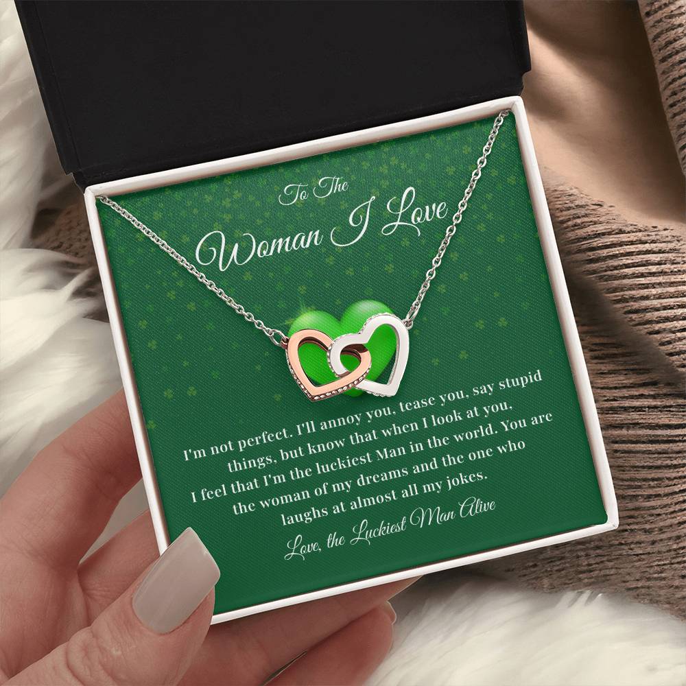 To The Woman, Together In Love Necklace Lucky To Have You Jewelry Celebrate Our Journey Together Loving Reminder For Her Woman Of My Dreams Jewelry Sentimental Gift For Girlfriend Luckiest Man Alive Jewelry