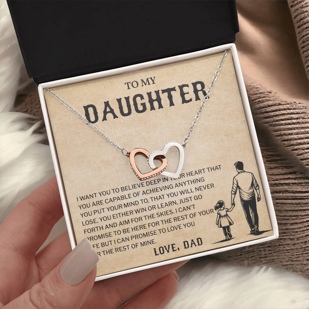 To My Daughter, Believe In Yourself Necklace Heartfelt Gift From Dad Inspiring Jewelry For Daughter Achievement Promise Necklace Encouragement Pendant Win Or Learn Necklace Encouragement Jewelry Heart Of Gold Daughter Pendant