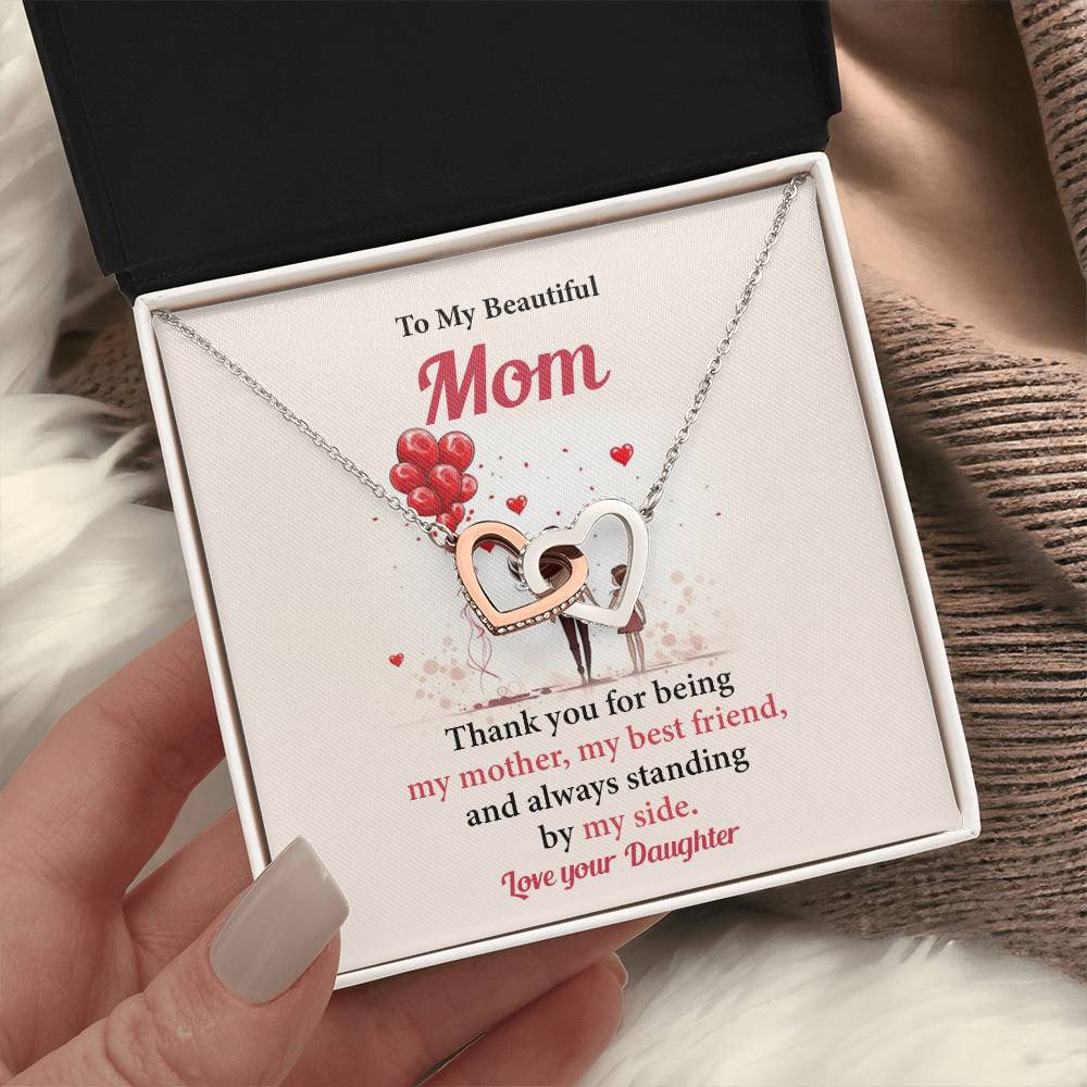 Mom Necklace from Daughter – Gift Box Message Card