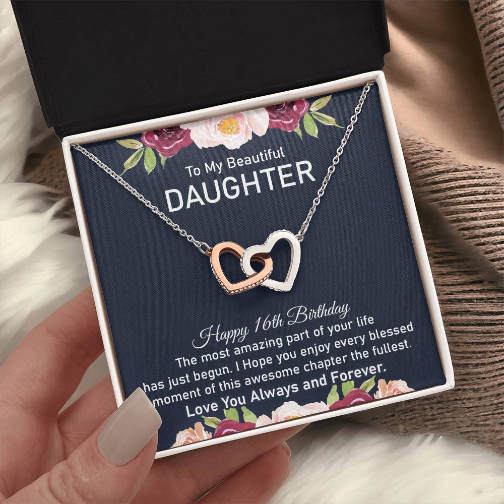 16th Birthday Necklace for Daughter With Message card
