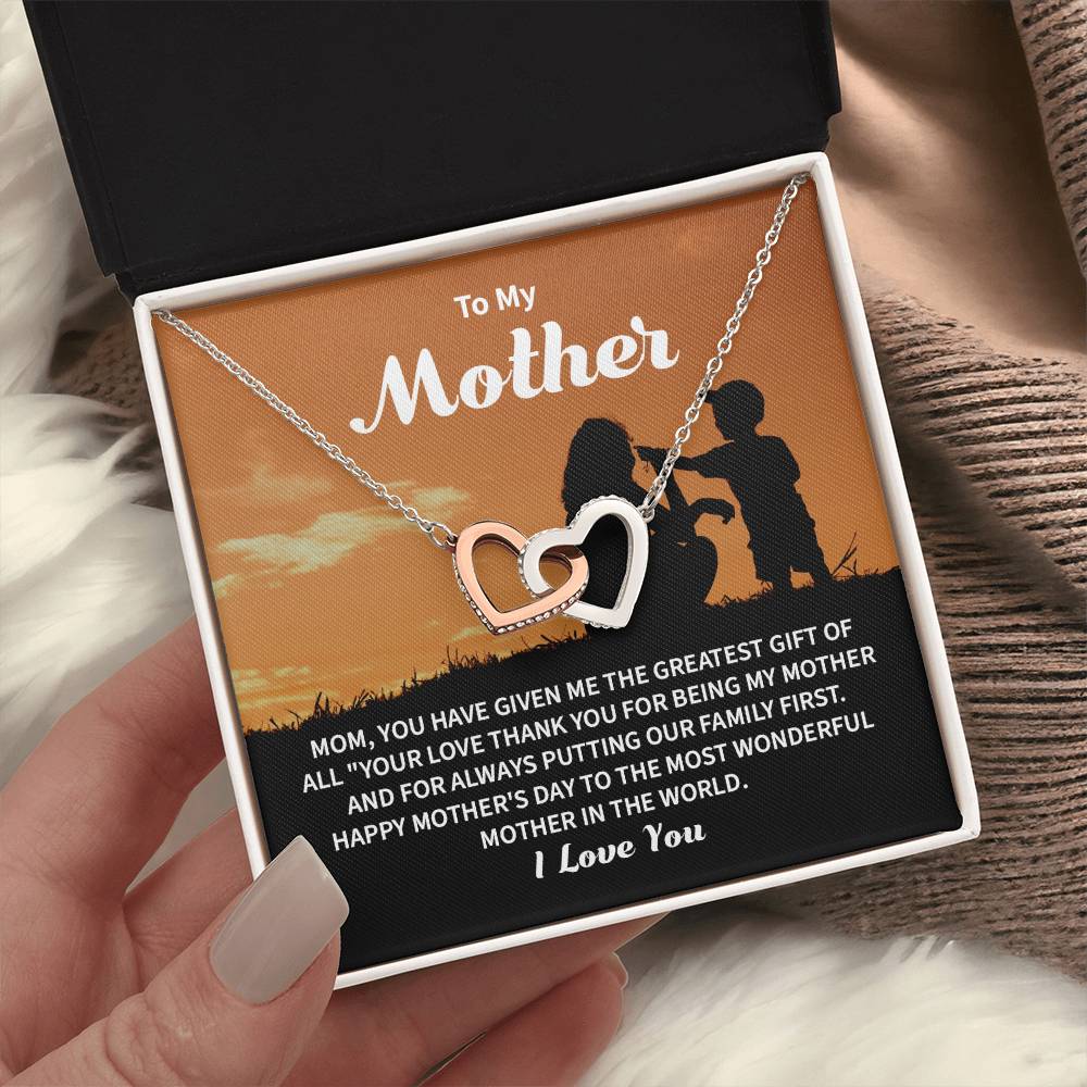 Son to Mother Necklace Gift with Family Message