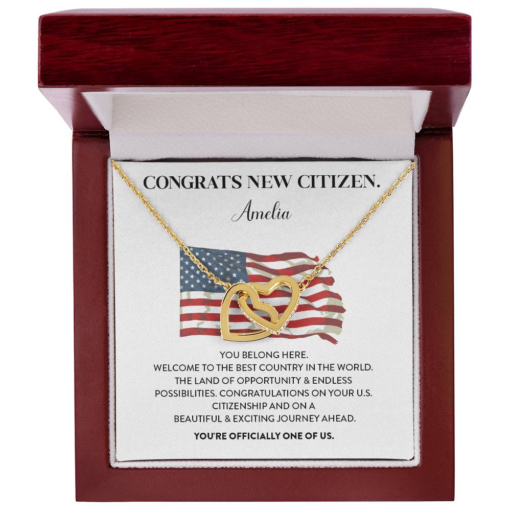 Congrats Necklace For New U.s. Citizen Amelia Necklace For New U.s. Citizen Gift For Celebrating U.s. Citizenship Necklace For U.s. Patriot Amelia Gift For Official U.s. Citizen Proud U.s. Citizen Jewelry Necklace For U.s. Patriot Amelia Welcome Gift