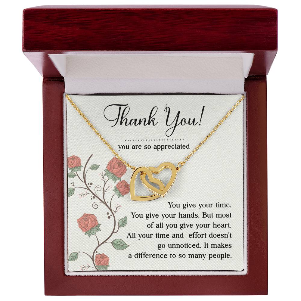Appreciation Necklace - Thank You For Giving Your Heart, A Meaningful Gift For Those Who Make A Difference