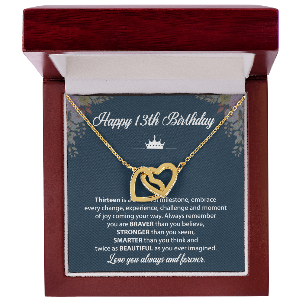 13th Birthday Necklace Gift With Inspirational Card