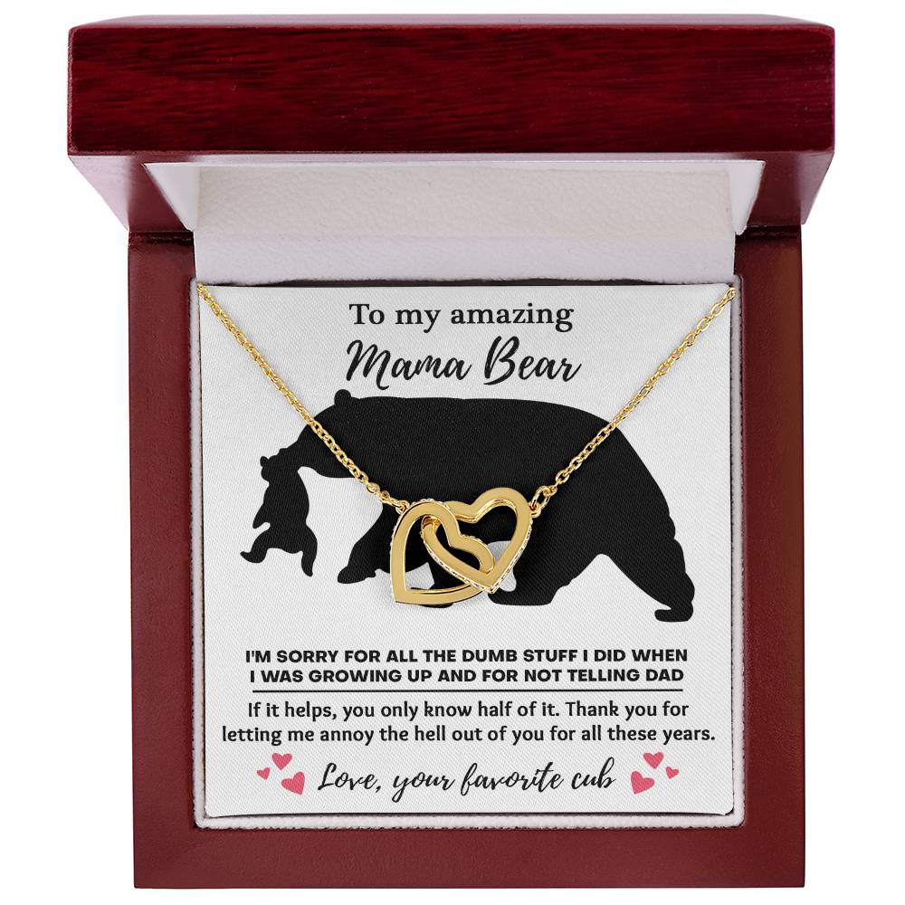 Mama Bear Necklace with Funny Card – Gift from Son or Daughter