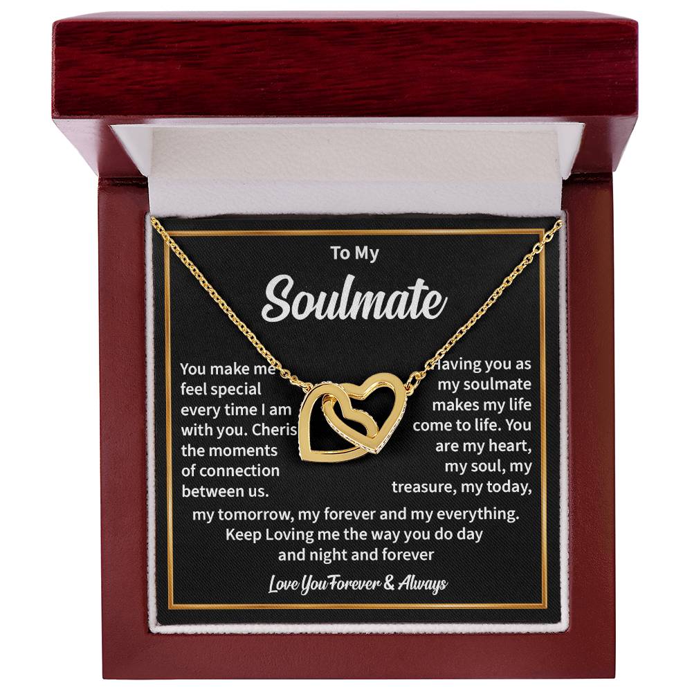 Soulmate Hearts Necklace with Message Card & Gift Box