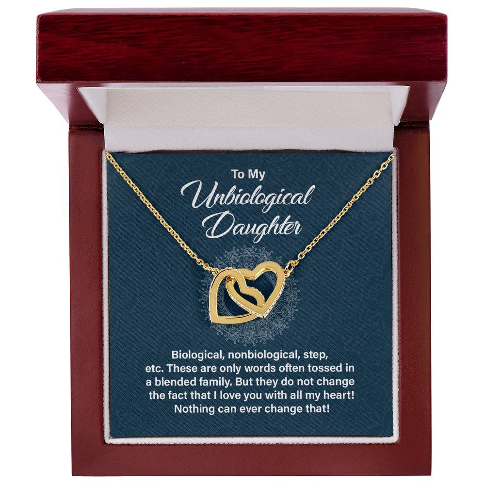 Unbiological Daughter Gift – Interlocking Hearts Necklace