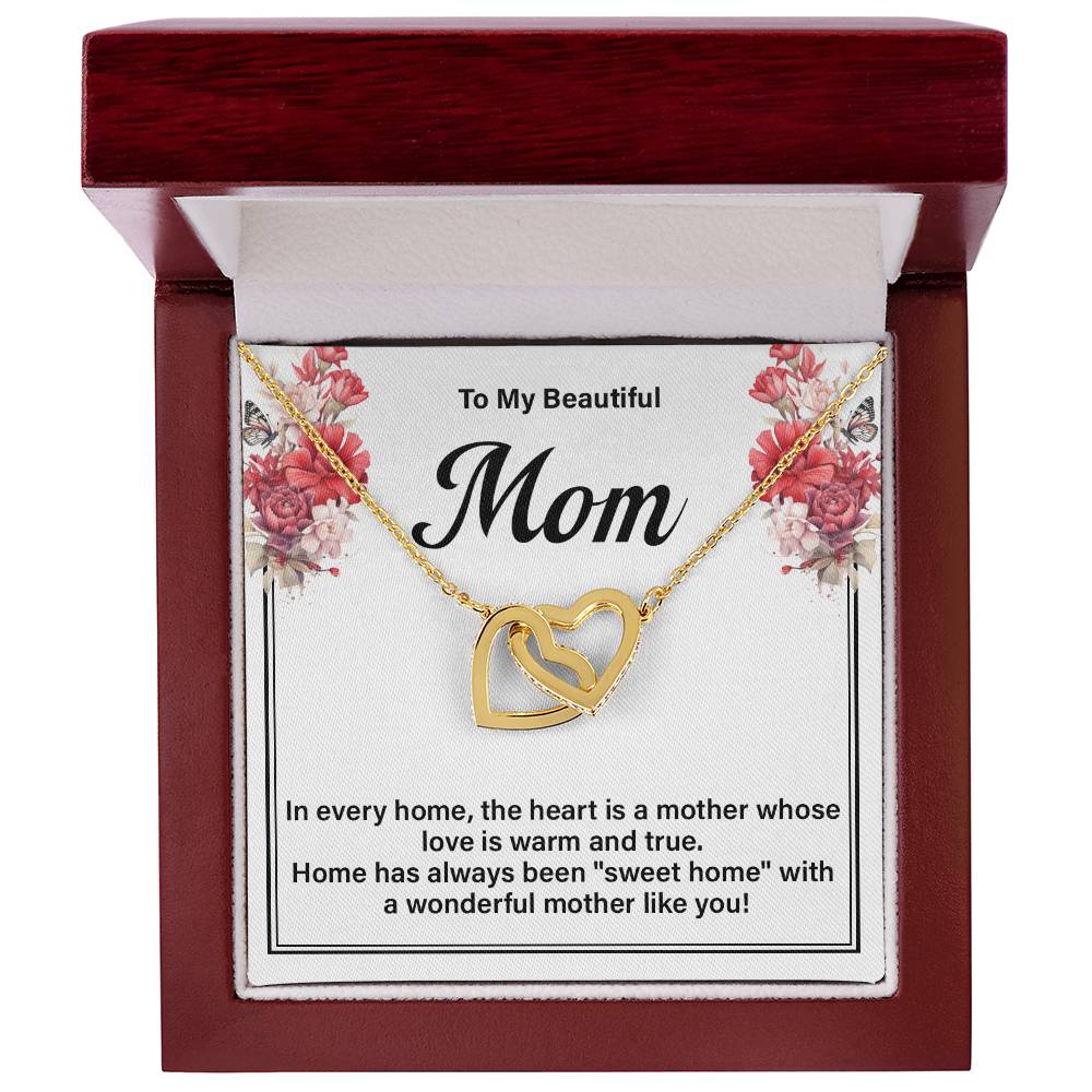 Mom Necklace Gift for Sweet Home Message Card
