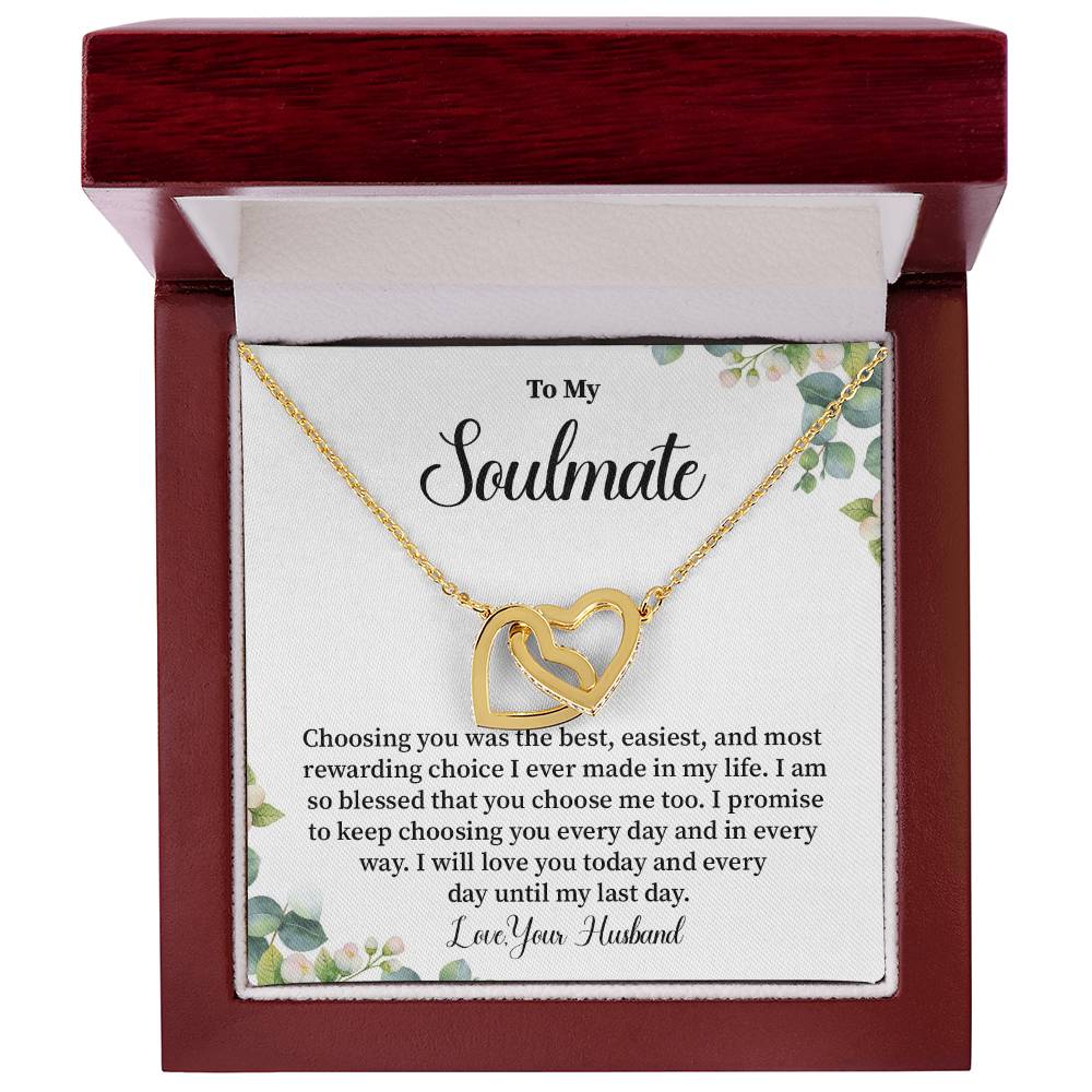 Soulmate Necklace Gift from Husband – Interlocking Hearts Box