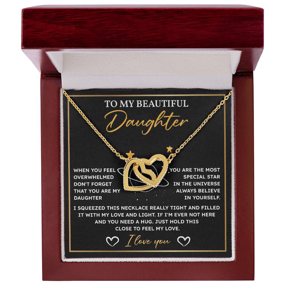 Daughter Necklace Gift with Hug Message Card Box