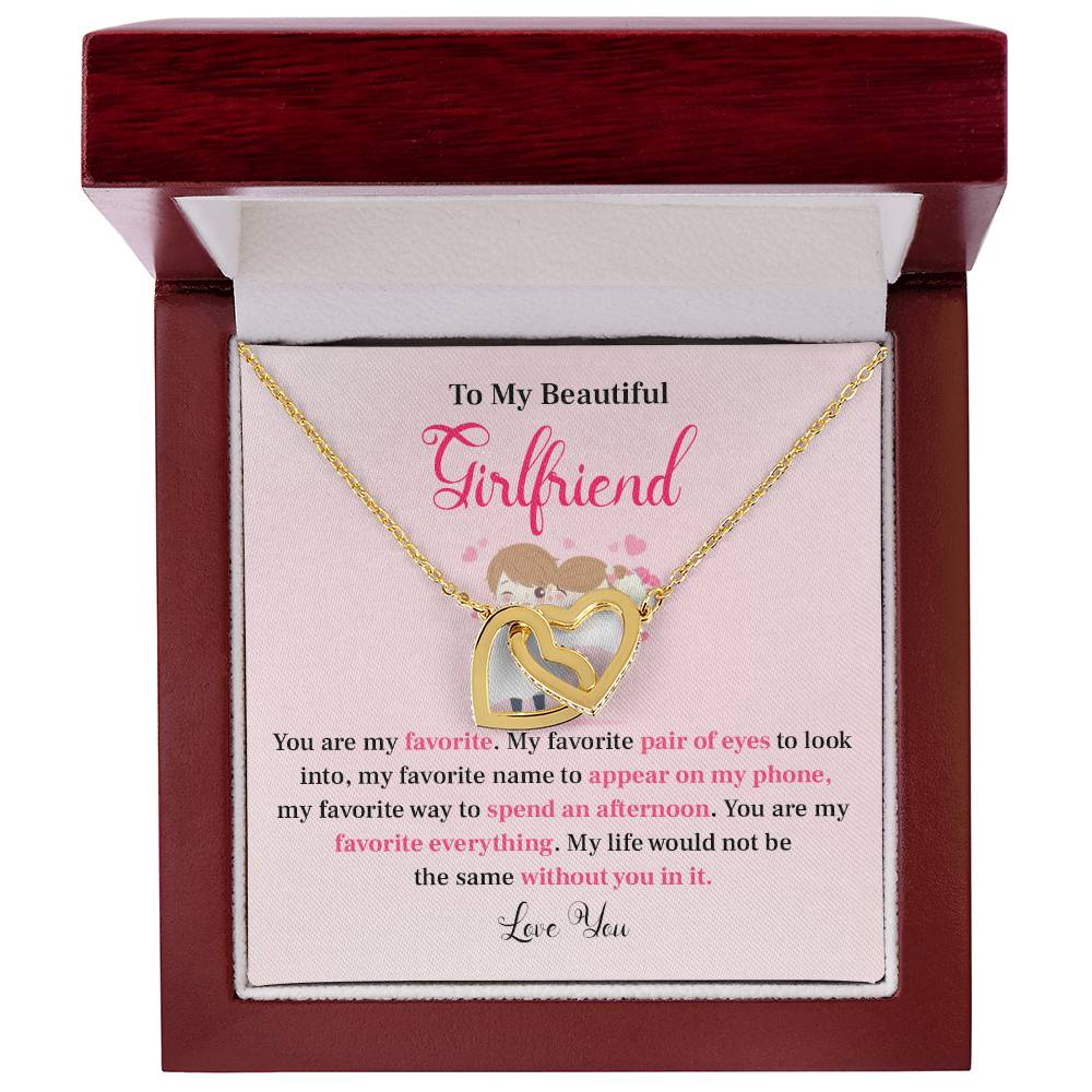 To My Beautiful Girlfriend - Heart Necklace with Message Card