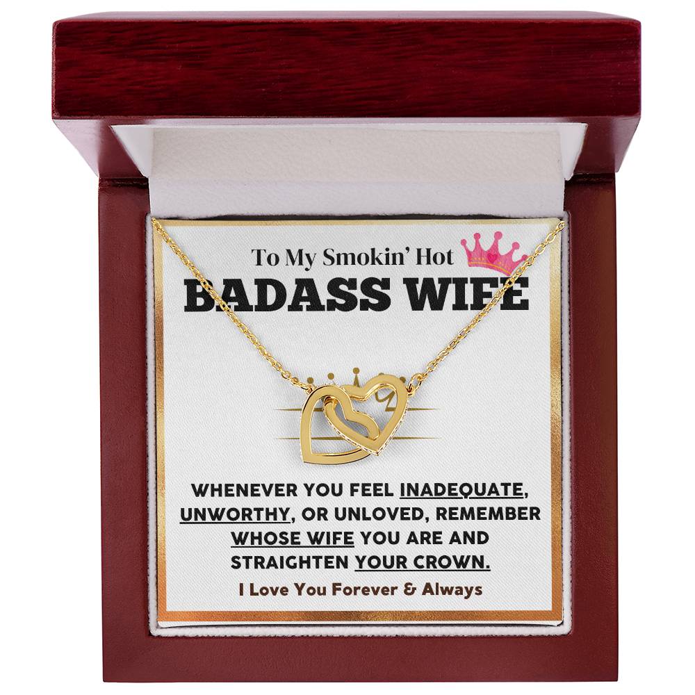 Badass Wife Necklace Gift with Crown Message Card