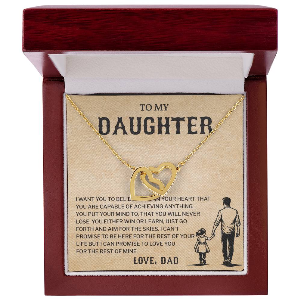 To My Daughter, Believe In Yourself Necklace Heartfelt Gift From Dad Inspiring Jewelry For Daughter Achievement Promise Necklace Encouragement Pendant Win Or Learn Necklace Encouragement Jewelry Heart Of Gold Daughter Pendant