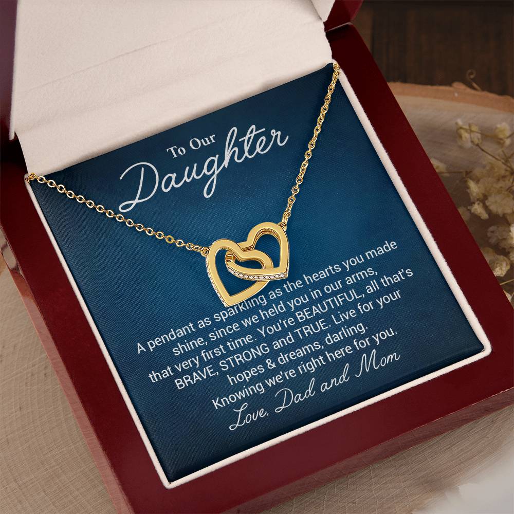 To Our Beautiful Daughter Daughter Pendant Gift From Dad And Mom Brave And Strong Daughter Necklace Beautiful Daughter Necklace True Daughter Necklace Sentimental Daughter Necklace Meaningful Jewelry For Daughter