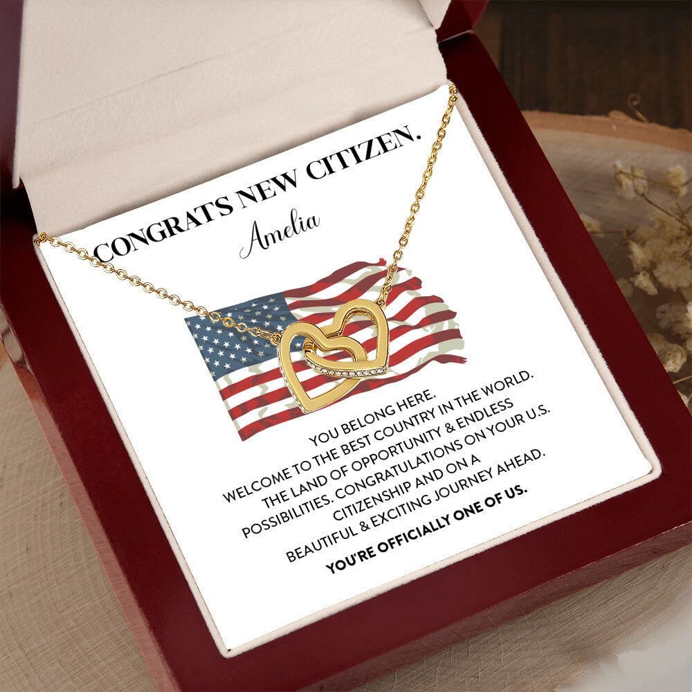 Congrats Necklace For New U.s. Citizen Amelia Necklace For New U.s. Citizen Gift For Celebrating U.s. Citizenship Necklace For U.s. Patriot Amelia Gift For Official U.s. Citizen Proud U.s. Citizen Jewelry Necklace For U.s. Patriot Amelia Welcome Gift