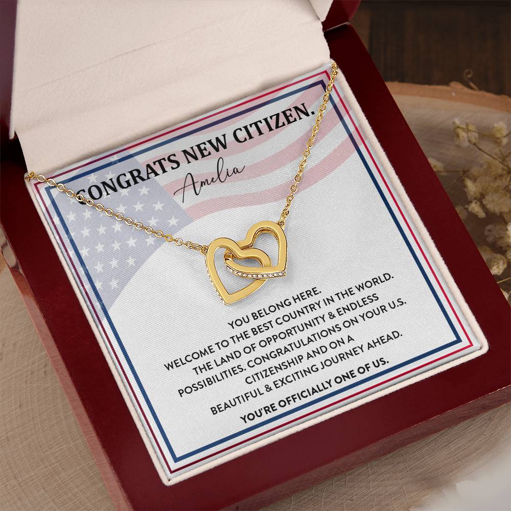 Congrats Necklace For New U.s. Citizen Amelia Necklace For New U.s. Citizen Gift For New American Citizen Amelia Necklace With Citizenship Message Necklace For New U.s. Citizen Journey Welcome To America Gift Jewelry For New U.s. Citizen