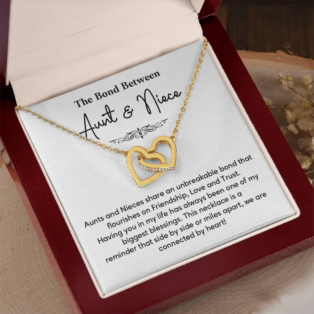 Aunt and Niece Necklace Gift – Connected by Heart Message Card