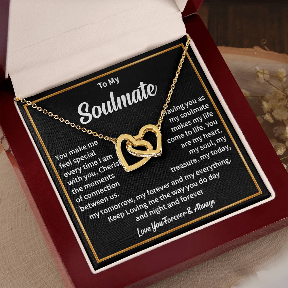 Soulmate Hearts Necklace with Message Card & Gift Box