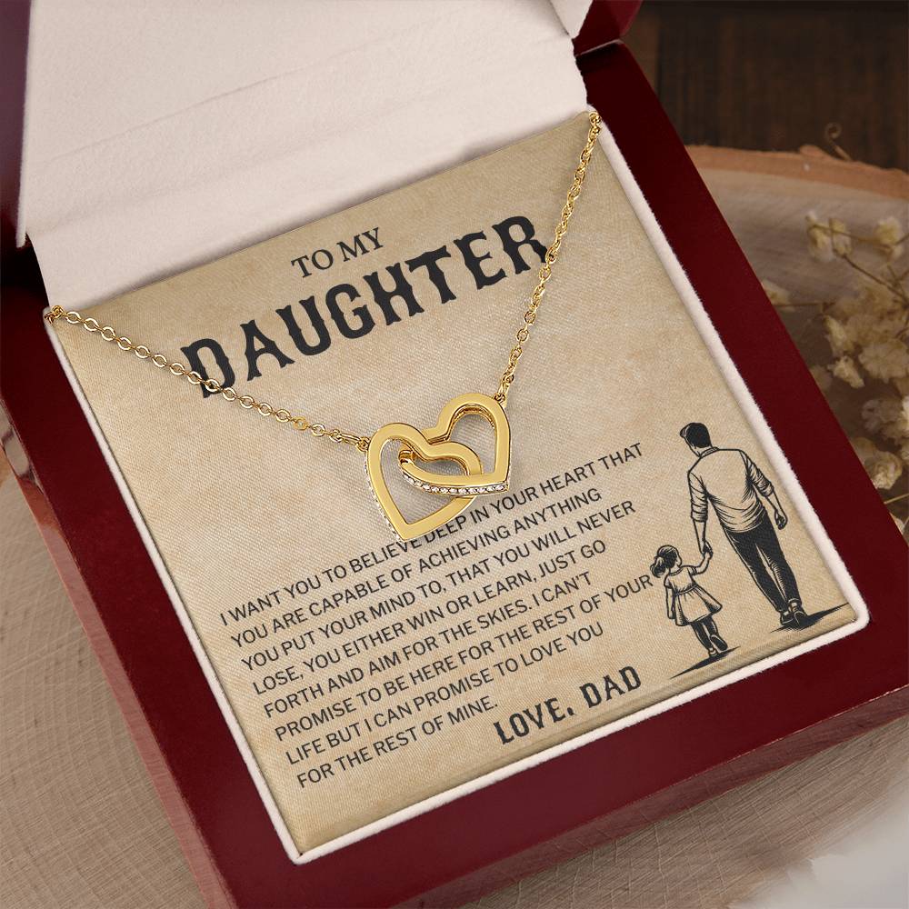 To My Daughter, Believe In Yourself Necklace Heartfelt Gift From Dad Inspiring Jewelry For Daughter Achievement Promise Necklace Encouragement Pendant Win Or Learn Necklace Encouragement Jewelry Heart Of Gold Daughter Pendant