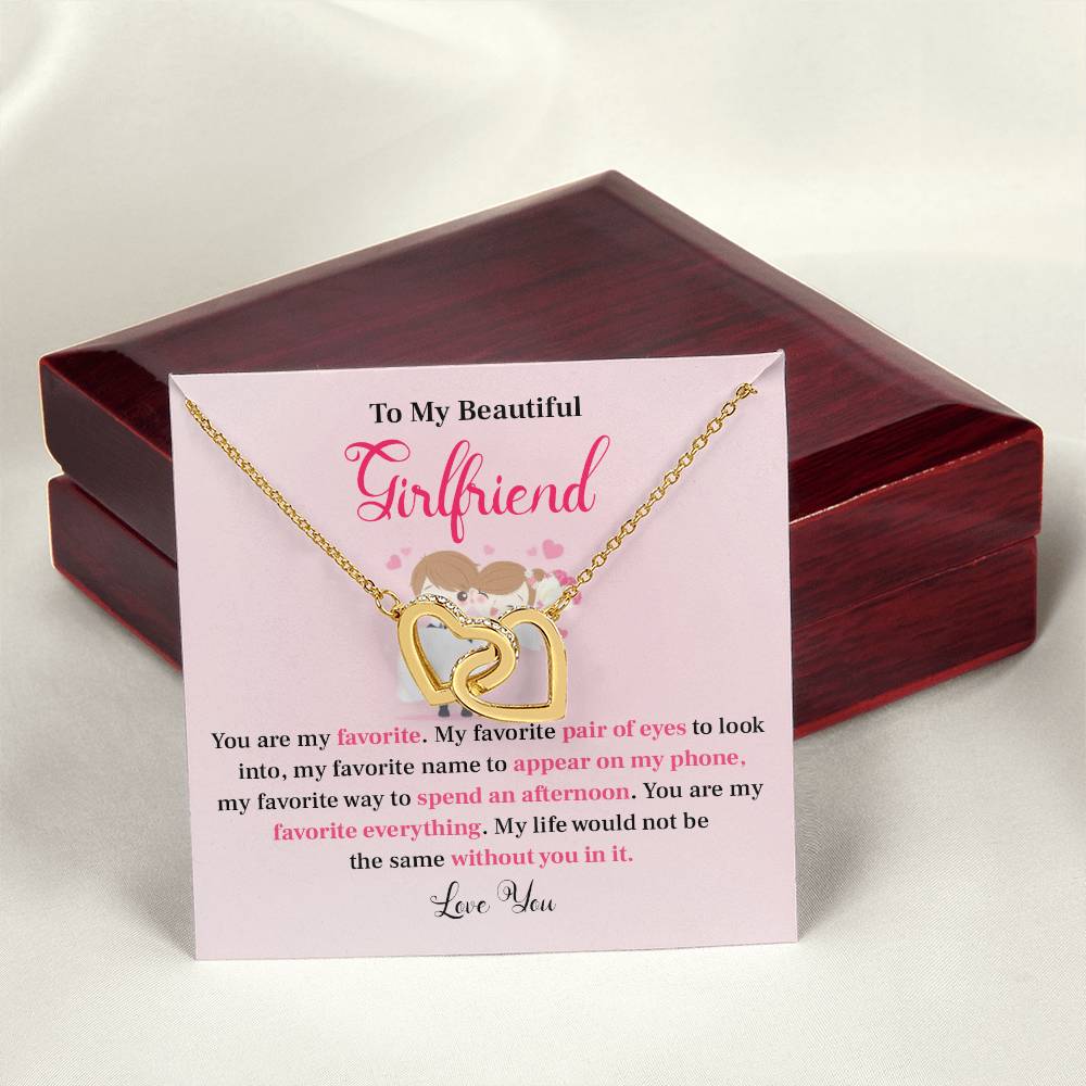 To My Beautiful Girlfriend - Heart Necklace with Message Card