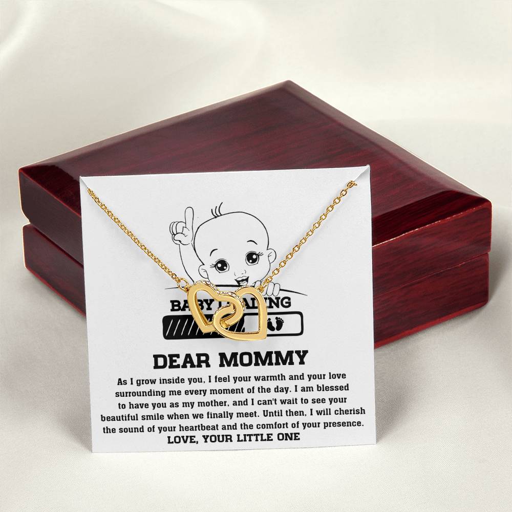 Dear Mommy Necklace Gift From Your Little One, I Love My Mom Necklace, Gifts For My Mom, Mother's Day Gifts For Mom Jewelry With Interlocking Heart Necklace.