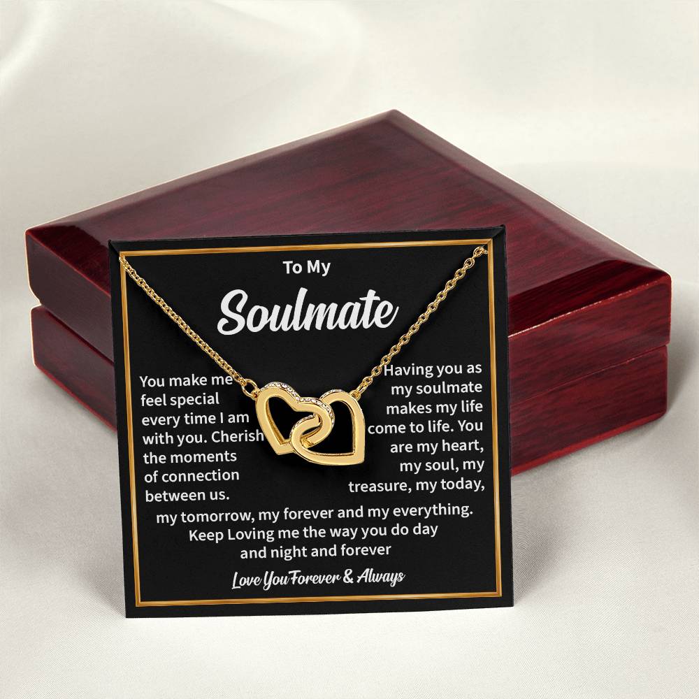 Soulmate Hearts Necklace with Message Card & Gift Box