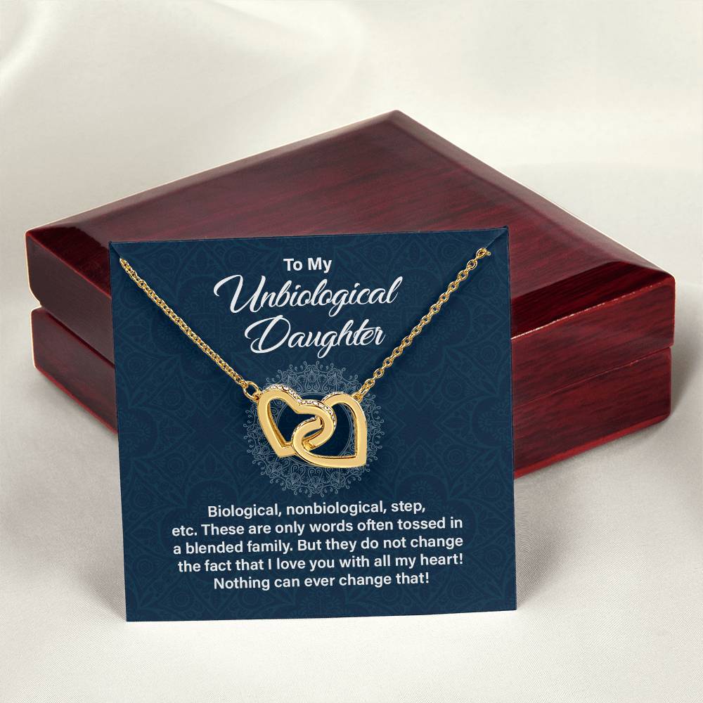 Unbiological Daughter Gift – Interlocking Hearts Necklace