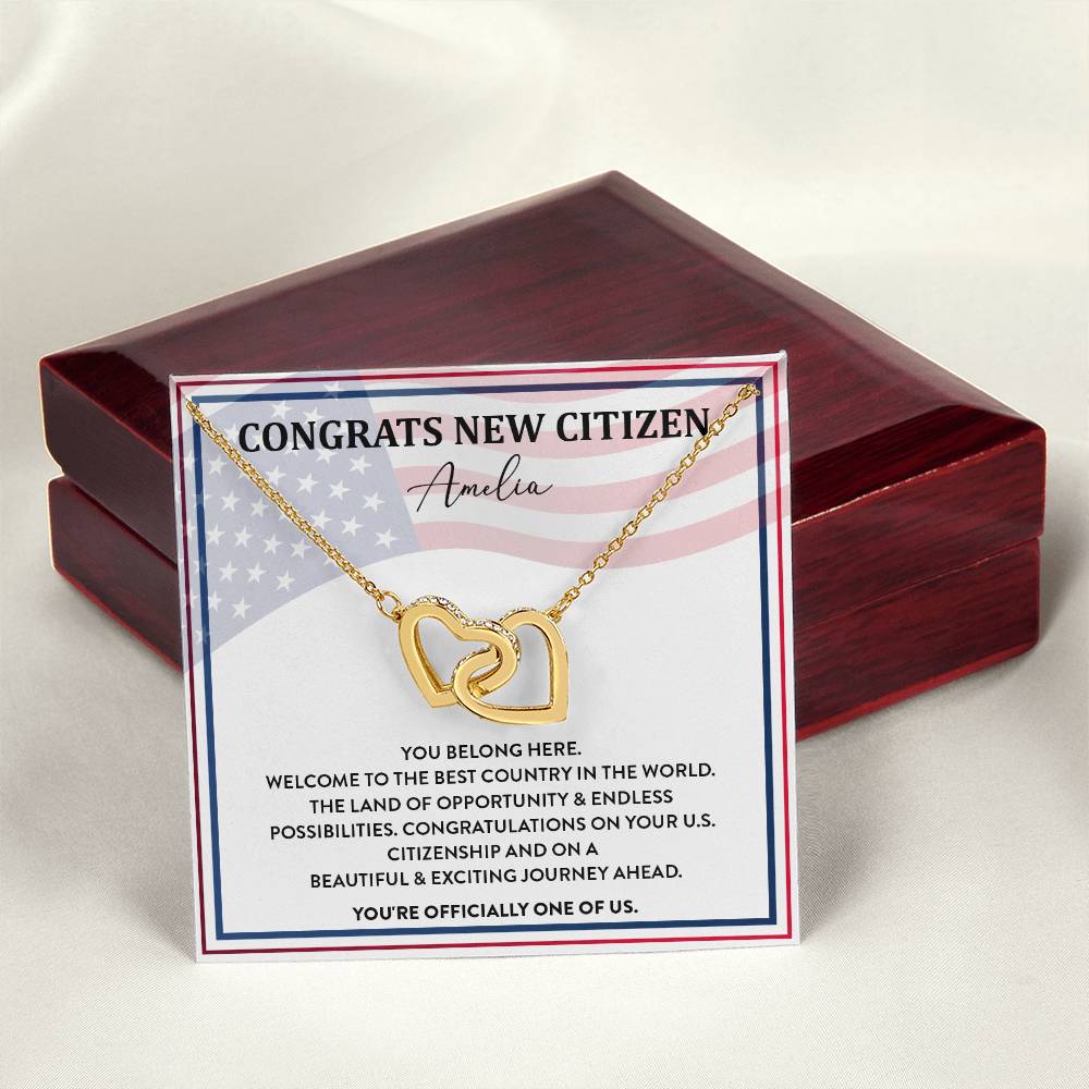 Congrats Necklace For New U.s. Citizen Amelia Necklace For New U.s. Citizen Gift For New American Citizen Amelia Necklace With Citizenship Message Necklace For New U.s. Citizen Journey Welcome To America Gift Jewelry For New U.s. Citizen