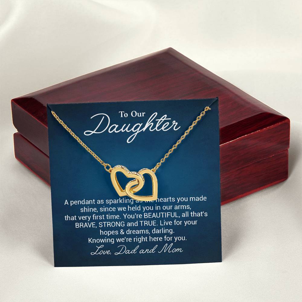 To Our Beautiful Daughter Daughter Pendant Gift From Dad And Mom Brave And Strong Daughter Necklace Beautiful Daughter Necklace True Daughter Necklace Sentimental Daughter Necklace Meaningful Jewelry For Daughter