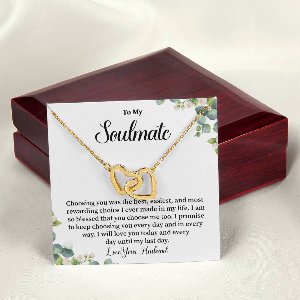 Soulmate Necklace Gift from Husband – Interlocking Hearts Box