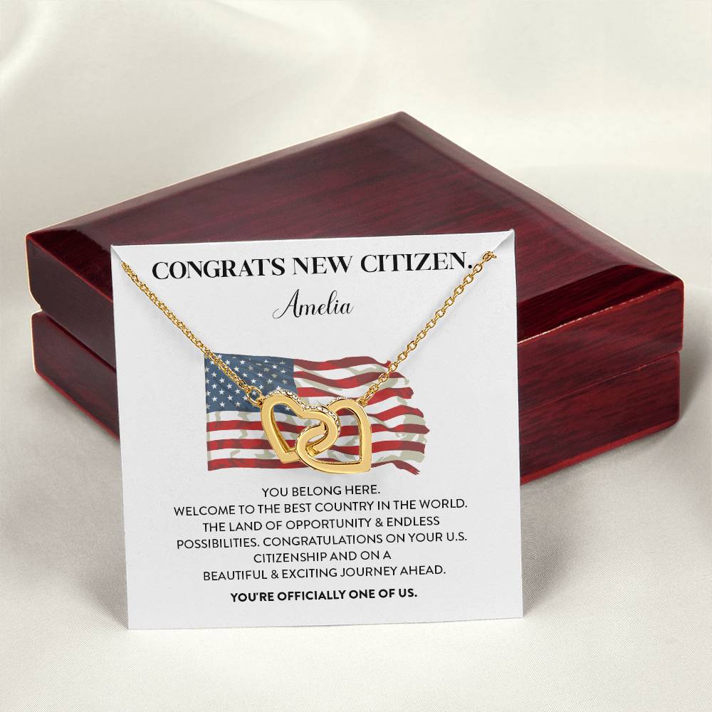 Congrats Necklace For New U.s. Citizen Amelia Necklace For New U.s. Citizen Gift For Celebrating U.s. Citizenship Necklace For U.s. Patriot Amelia Gift For Official U.s. Citizen Proud U.s. Citizen Jewelry Necklace For U.s. Patriot Amelia Welcome Gift