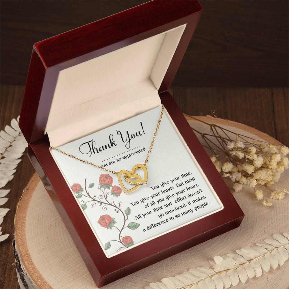 Appreciation Necklace - Thank You For Giving Your Heart, A Meaningful Gift For Those Who Make A Difference