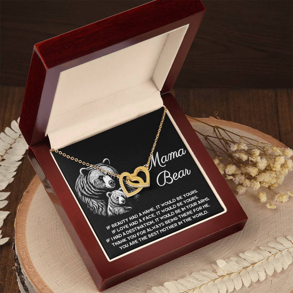 Mama Bear Necklace with Message Card – Gift for Loving Protective Mom