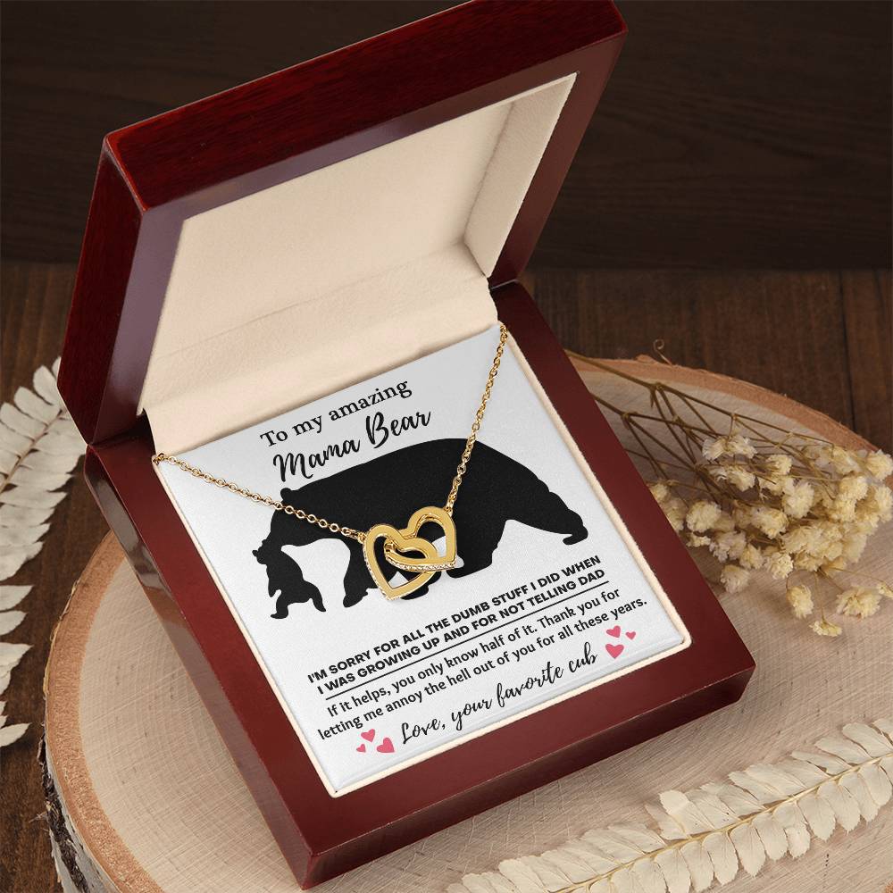 Mama Bear Necklace with Funny Card – Gift from Son or Daughter
