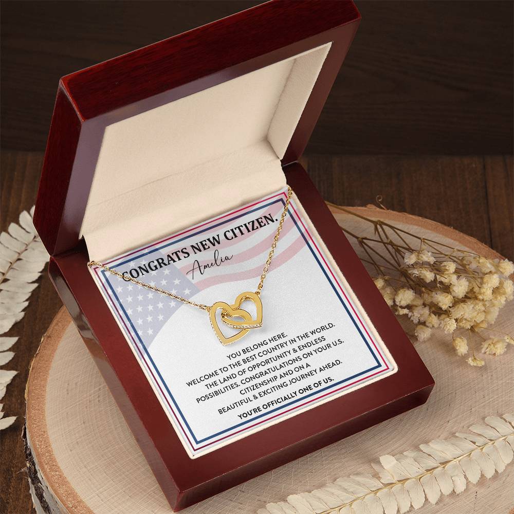 Congrats Necklace For New U.s. Citizen Amelia Necklace For New U.s. Citizen Gift For New American Citizen Amelia Necklace With Citizenship Message Necklace For New U.s. Citizen Journey Welcome To America Gift Jewelry For New U.s. Citizen