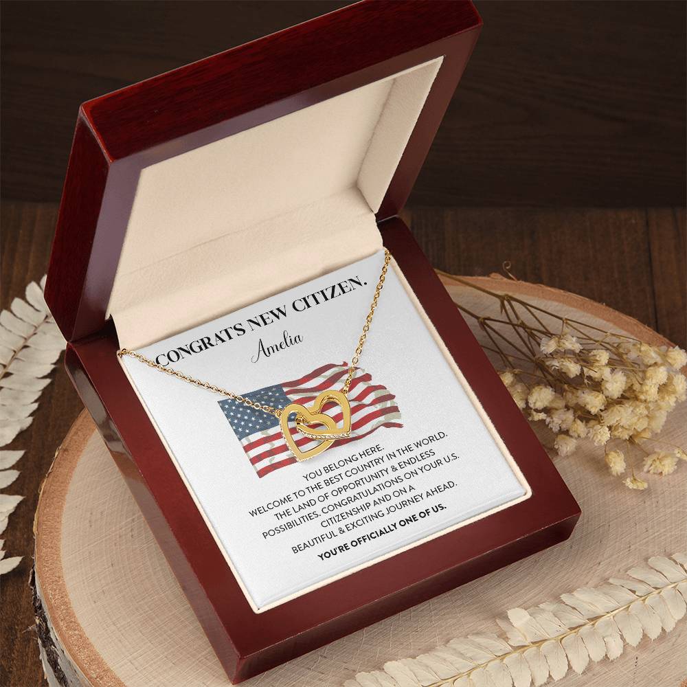 Congrats Necklace For New U.s. Citizen Amelia Necklace For New U.s. Citizen Gift For Celebrating U.s. Citizenship Necklace For U.s. Patriot Amelia Gift For Official U.s. Citizen Proud U.s. Citizen Jewelry Necklace For U.s. Patriot Amelia Welcome Gift