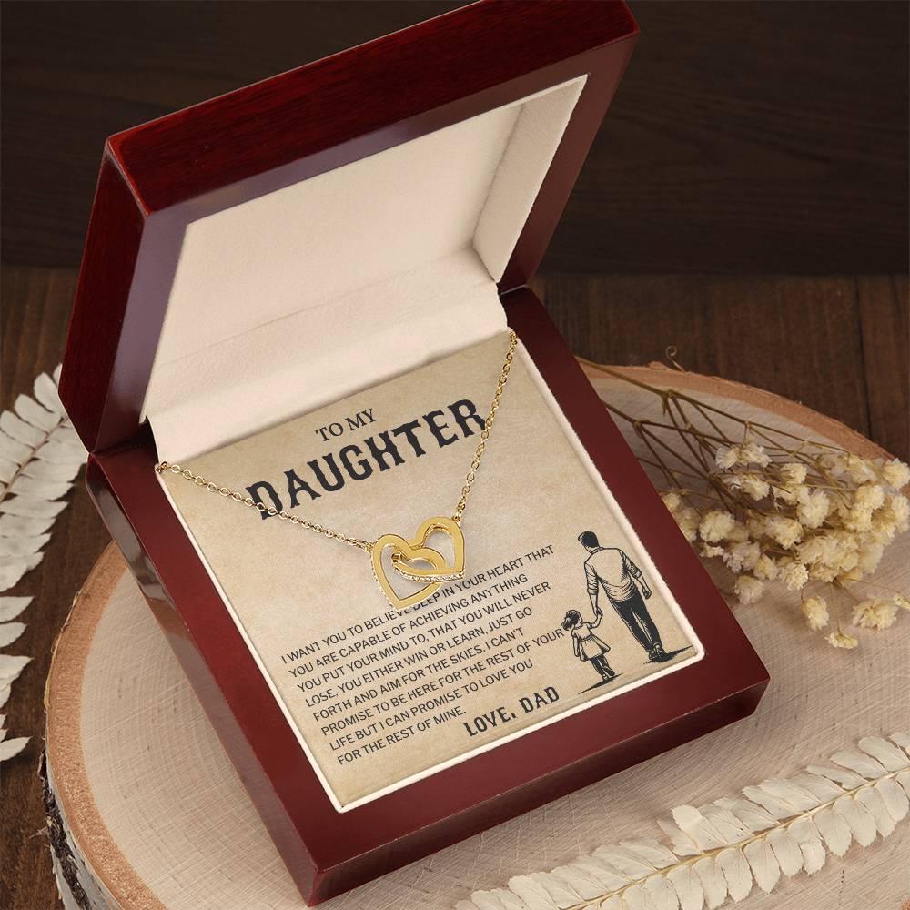 To My Daughter, Believe In Yourself Necklace Heartfelt Gift From Dad Inspiring Jewelry For Daughter Achievement Promise Necklace Encouragement Pendant Win Or Learn Necklace Encouragement Jewelry Heart Of Gold Daughter Pendant